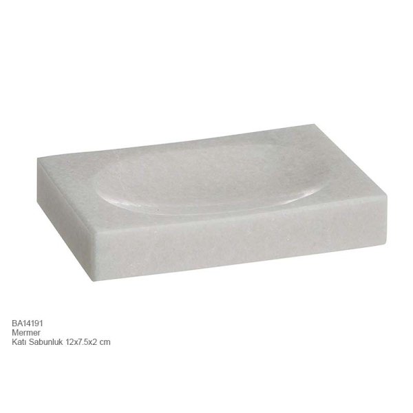 BA14191 Katı Sabunluk Beyaz Mermer