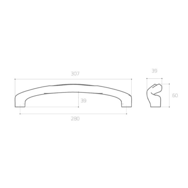 9570 280 mm Çekme Kol Nikel Saten
