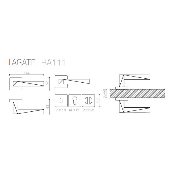 AGATE Mat Siyah  Kapı Kolu Wc