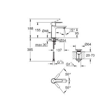 23791001 Lineare Lavabo Batarya Click XS