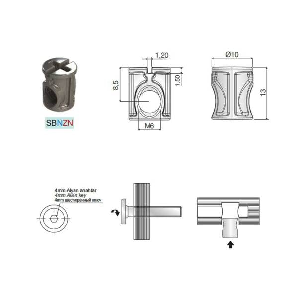 Silindir Çektirme 60mm Çinko (Mil+Sil.Somun)