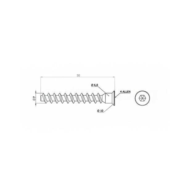 Kabin Vidası Alyan Başlı Sivri Uçlu 6,3x50mm