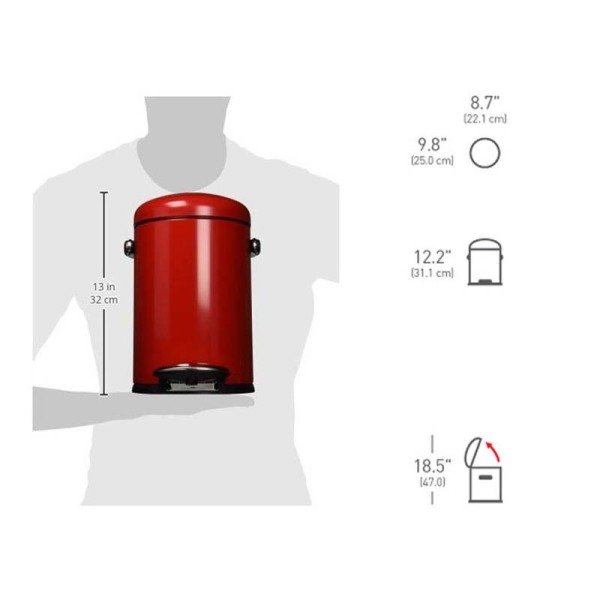 CW1294- Mini Çöp Kovası Retro 4,5lt Kırmızı