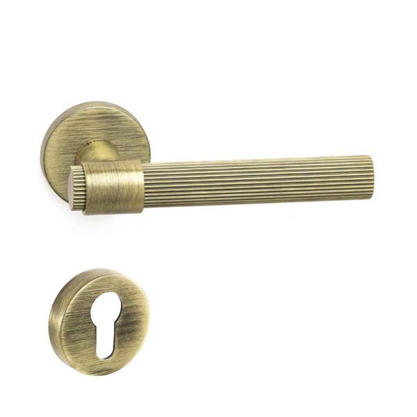 AXEL-L Antik Saten Mat  Kapı Kolu Yale