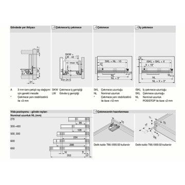 Tandem Frenli Kısmi Açılım Ray Takımı 55 cm