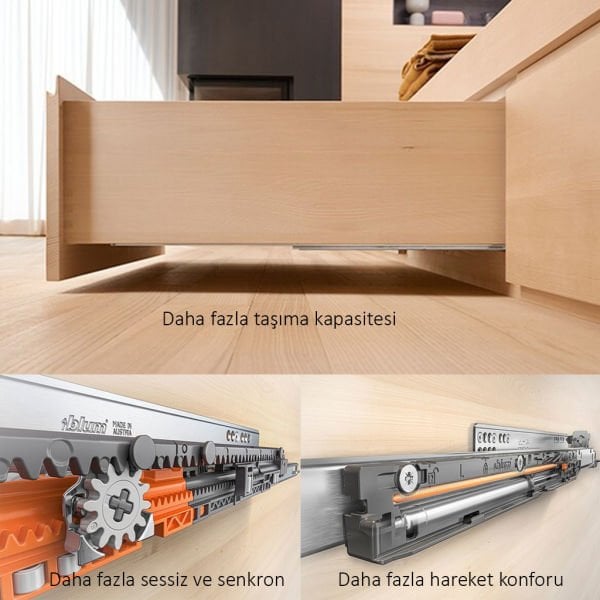 Movento Frenli Tam Açılım Ray Takımı