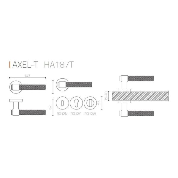 AXES-T Mat Acı Kahve  Kapı Kolu Wc