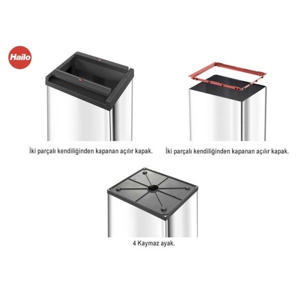 0840-111 Çöp Kovası Big Box L Krom 35 Lt