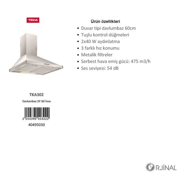 Davlumbaz DF 60 İnox