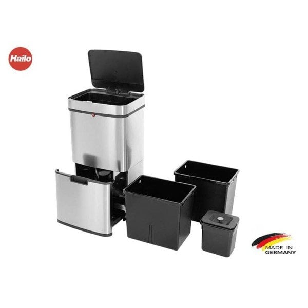 0656-001 Çöp Kovası Öko XL İki Katlı İnox 50 Lt