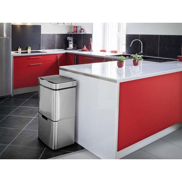 0656-001 Çöp Kovası Öko XL İki Katlı İnox 50 Lt