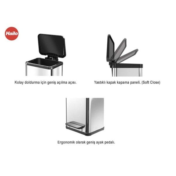 0619-260 Çöp Kovası Öko Plus M Siyah 17 Lt