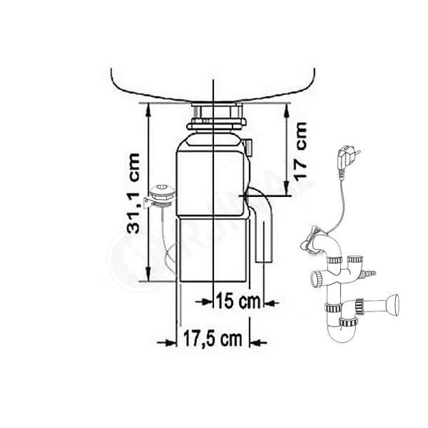 (#) Çöp Öğütücü TR-23.1 (Pnomatik düğmeli) Siyah
