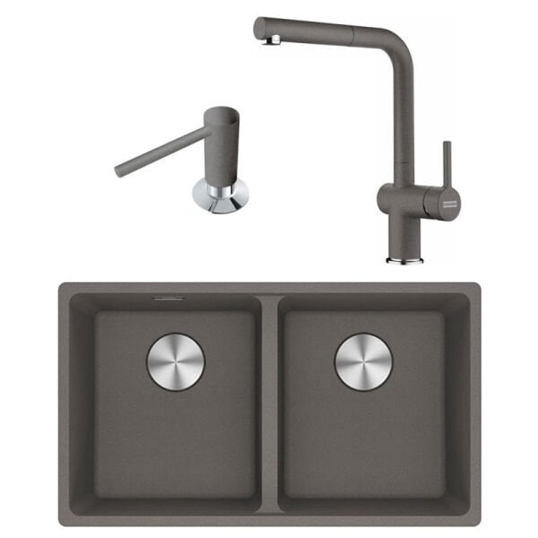 MRG 120-35-35 Stone Grey Evye+Active Plus Doccia Batarya+Sabunluk Set