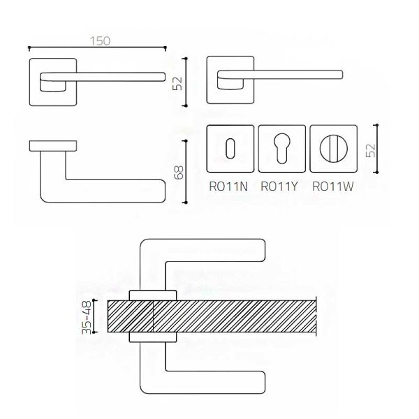 GIADA Füme Saten  Kapı Kolu Yale