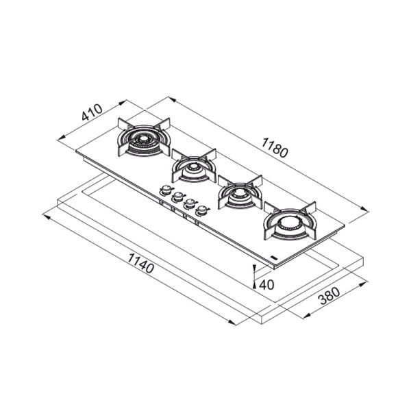Ocak FHCR 1204 3G TC HE BK C 106.0374.292
