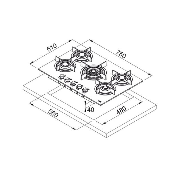 Ocak FHCR 755 4G TC HE BK C 106.0374.283
