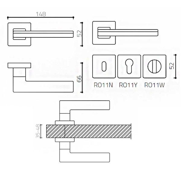 LARISSA Altın / Mat Siyah  Kapı Kolu Yale