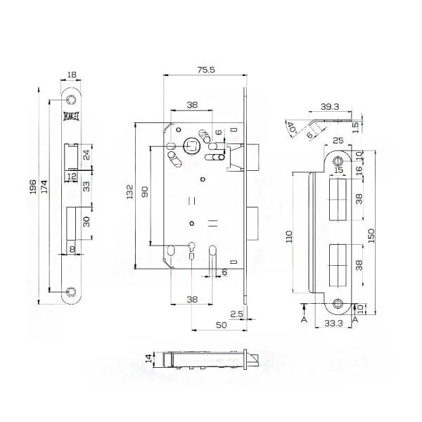 221 Oda Kilit Sürgülü Mandallı Nikel