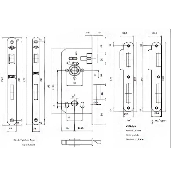 149/45 Oval Wc Kilit 45mm Sarı 18mm Ayna