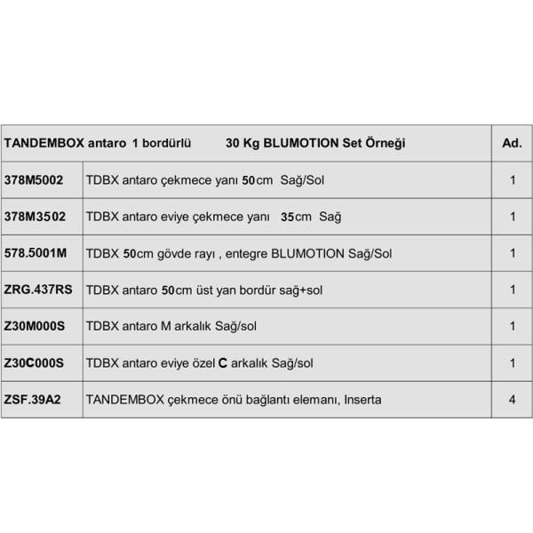 Antaro Evye Çekmecesi Gri 50 cm - 1 Bordürlü