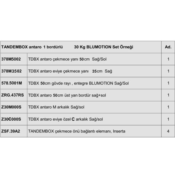 Antaro Evye Çekmecesi Gri 50 cm - 1 Bordürlü