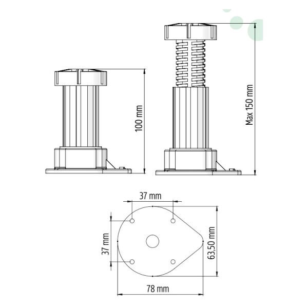 Baza Ayağı 10-15 cm Ayarlı