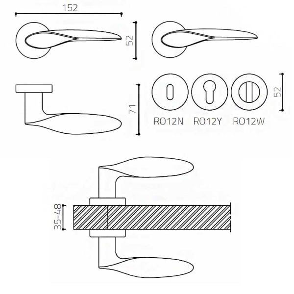 MIMAS Mat Siyah  Kapı Kolu Oda
