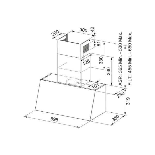 Davlumbaz Trendline Plus BK 70 321.0536.200