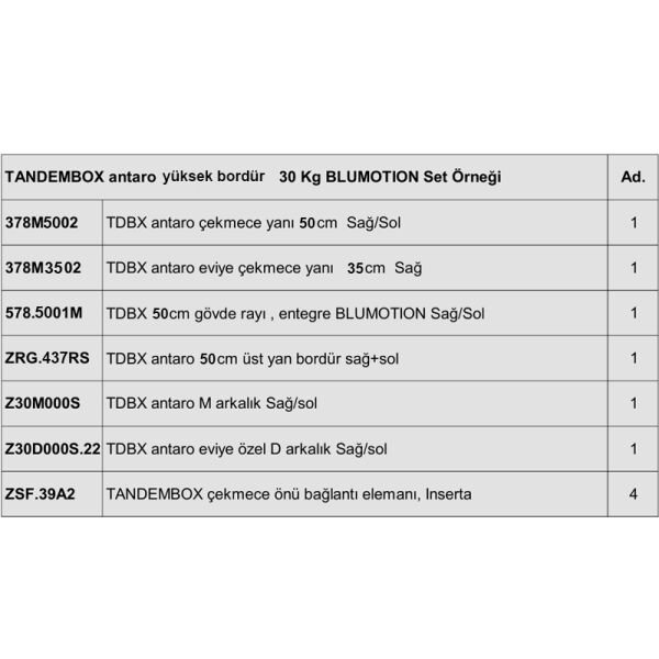 Antaro Evye Çekmecesi Beyaz 50 cm - Yüksek Bordürlü