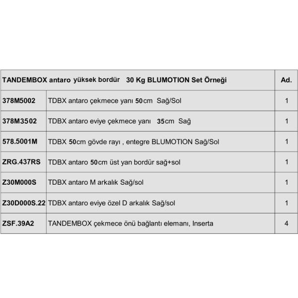 Antaro Evye Çekmecesi Beyaz 50 cm - Yüksek Bordürlü