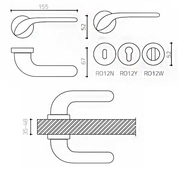 PALMA Nikel Saten  Kapı Kolu Wc
