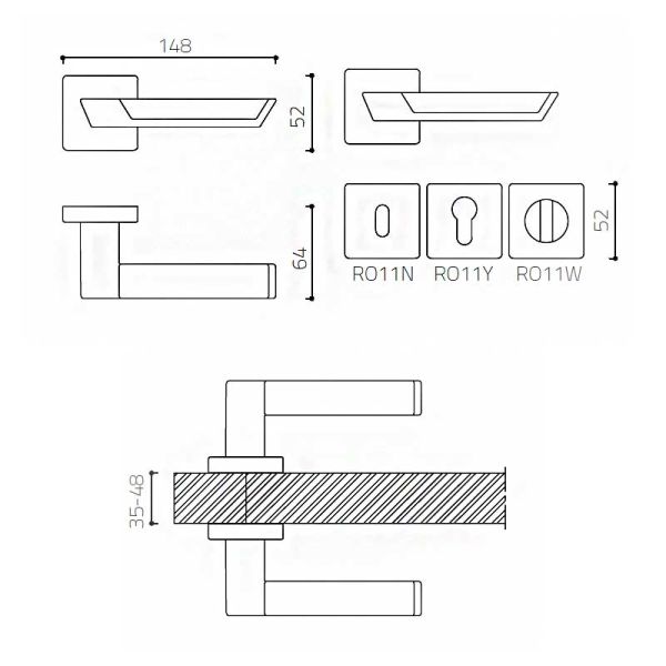 PANDORA Krom / Nikel Saten  Kapı Kolu Wc